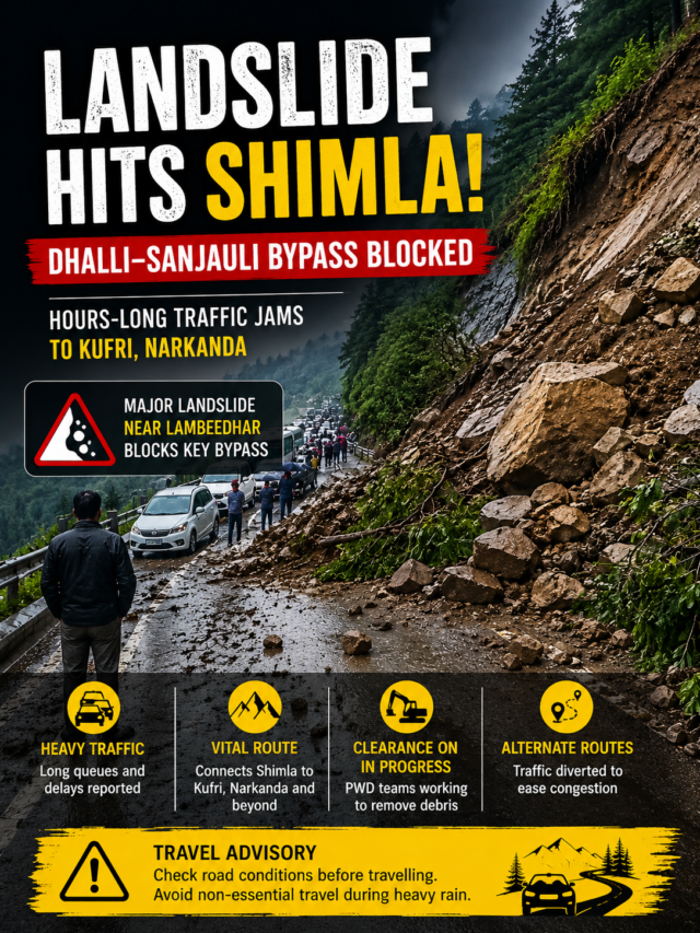 Landslide Blocks Shimla Bypass, Traffic Hit to Kufri Route